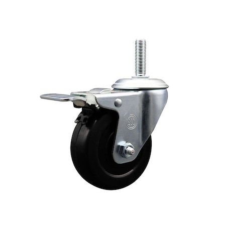 Service Caster 4 Inch Soft Rubber Wheel Swivel 34 Inch Threaded Stem Caster Total Lock Brake SCC SCC-TSTTL20S414-SRS-34212